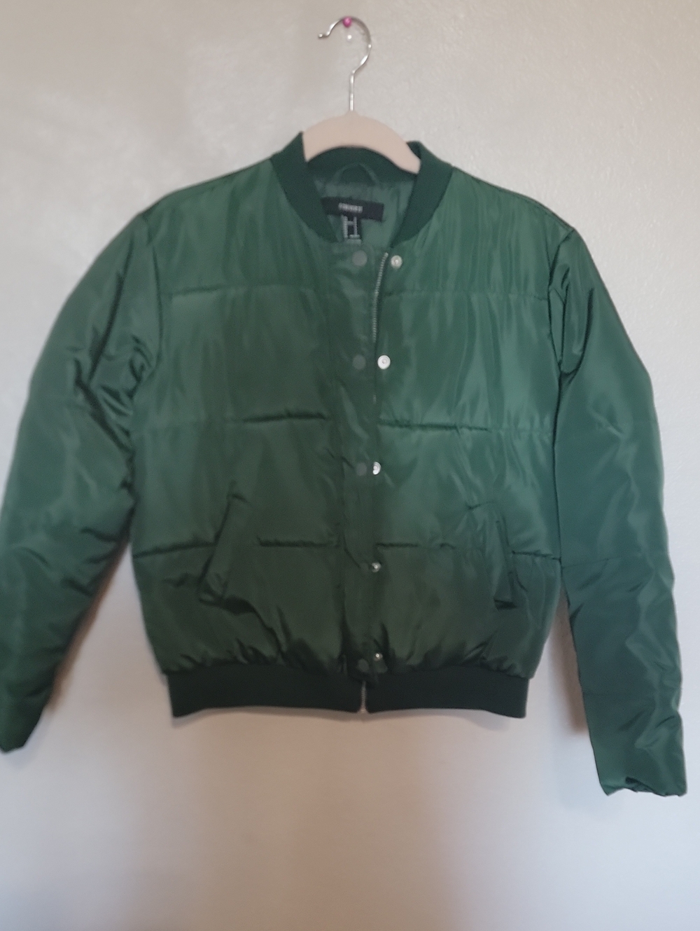 Forever 21 Dark Green Quilted Bomber Jacket